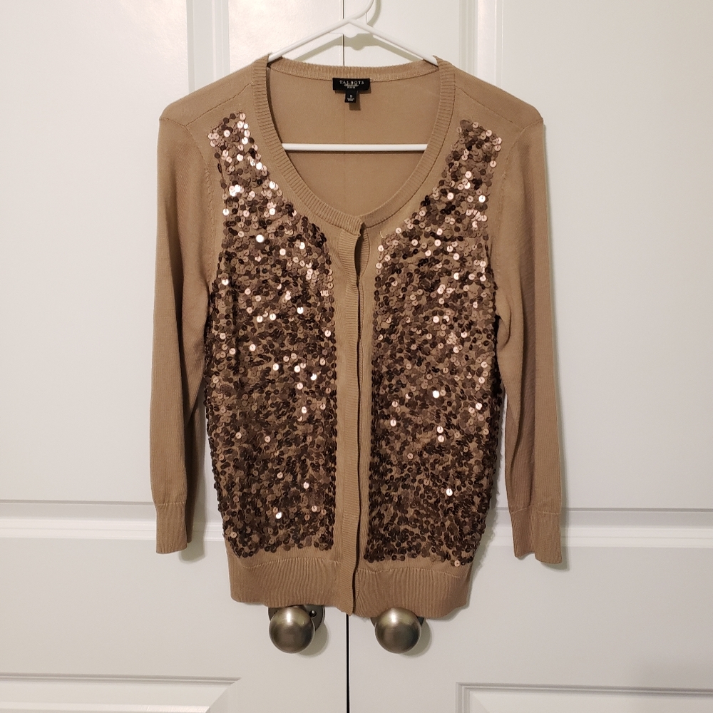 EUC Talbots Petites Small (SP) 3/4 Sleeved Snap Button Front Sweater